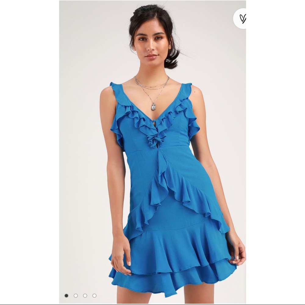 *SOLD*Lulus Blue Ruffled Mini Dress